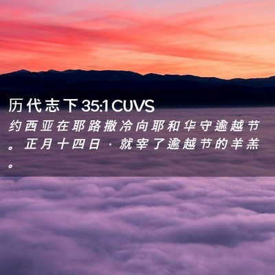 Picture 02 - 历 代 志 下 35:1 CUVS - 约 西 亚 在 耶 路 撒 冷 向 耶 和 华 - Bible Verse Picture