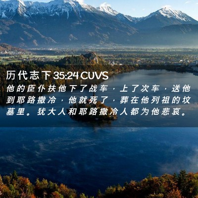 Picture 02 - 历 代 志 下 35:24 CUVS - 他 的 臣 仆 扶 他 下 了 战 车 ， 上 - Bible Verse Picture