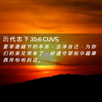 Picture 02 - 历 代 志 下 35:6 CUVS - 要 宰 逾 越 节 的 羊 羔 ， 洁 净 自 - Bible Verse Picture