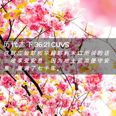 Picture 02 - 历 代 志 下 36:21 CUVS - 这 就 应 验 耶 和 华 藉 耶 利 米 口 - Bible Verse Picture