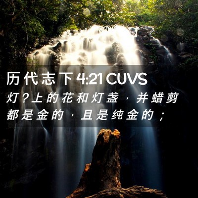 Picture 02 - 历 代 志 下 4:21 CUVS - 灯 ? 上 的 花 和 灯 盏 ， 并 蜡 剪 都 - Bible Verse Picture