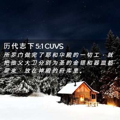 Picture 02 - 历 代 志 下 5:1 CUVS - 所 罗 门 做 完 了 耶 和 华 殿 的 一 - Bible Verse Picture