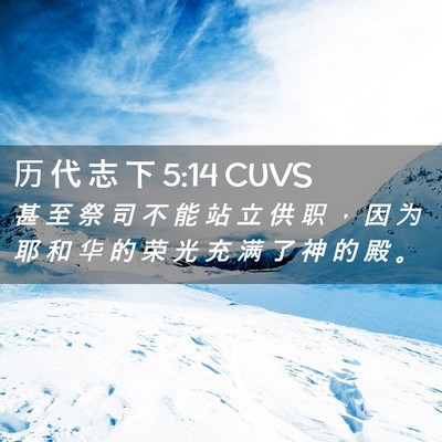 Picture 02 - 历 代 志 下 5:14 CUVS - 甚 至 祭 司 不 能 站 立 供 职 ， 因 - Bible Verse Picture