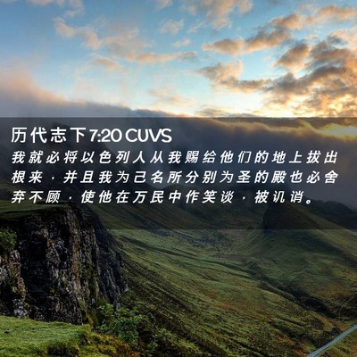 Picture 02 - 历 代 志 下 7:20 CUVS - 我 就 必 将 以 色 列 人 从 我 赐 给 - Bible Verse Picture