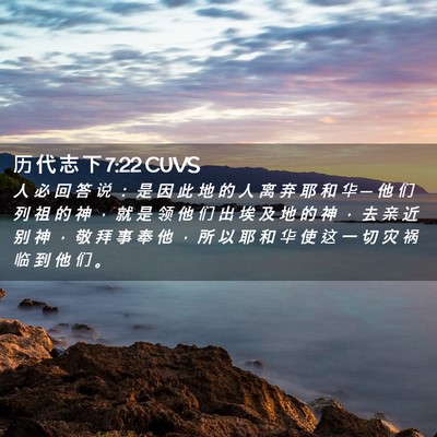 Picture 02 - 历 代 志 下 7:22 CUVS - 人 必 回 答 说 ： 是 因 此 地 的 人 - Bible Verse Picture