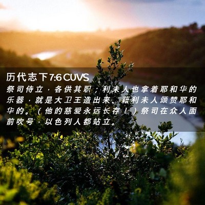 Picture 02 - 历 代 志 下 7:6 CUVS - 祭 司 侍 立 ， 各 供 其 职 ； 利 未 - Bible Verse Picture