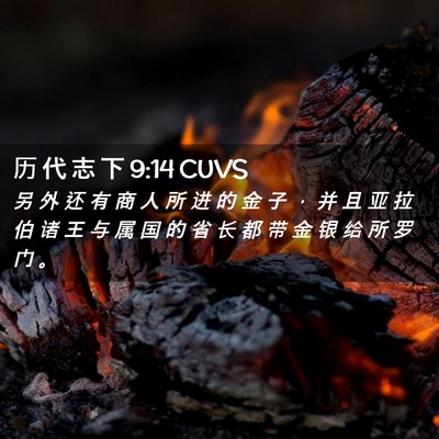 Picture 02 - 历 代 志 下 9:14 CUVS - 另 外 还 有 商 人 所 进 的 金 子 ， - Bible Verse Picture