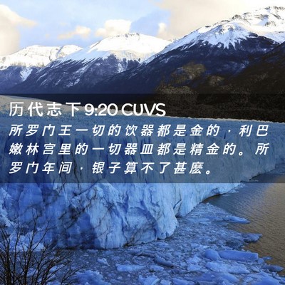 Picture 02 - 历 代 志 下 9:20 CUVS - 所 罗 门 王 一 切 的 饮 器 都 是 金 - Bible Verse Picture