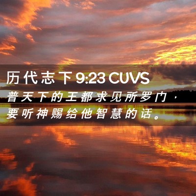 Picture 02 - 历 代 志 下 9:23 CUVS - 普 天 下 的 王 都 求 见 所 罗 门 ， - Bible Verse Picture
