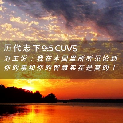 Picture 02 - 历 代 志 下 9:5 CUVS - 对 王 说 ： 我 在 本 国 里 所 听 见 - Bible Verse Picture