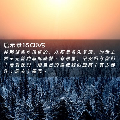 Picture 02 - 启 示 录 1:5 CUVS - 并 那 诚 实 作 见 证 的 、 从 死 里 - Bible Verse Picture