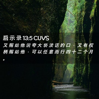 Picture 02 - 启 示 录 13:5 CUVS - 又 赐 给 他 说 夸 大 亵 渎 话 的 口 - Bible Verse Picture