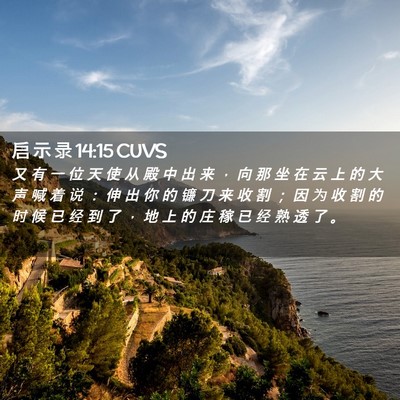 Picture 02 - 启 示 录 14:15 CUVS - 又 有 一 位 天 使 从 殿 中 出 来 ， - Bible Verse Picture