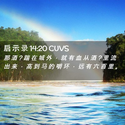 Picture 02 - 启 示 录 14:20 CUVS - 那 酒 ? 踹 在 城 外 ， 就 有 血 从 酒 - Bible Verse Picture