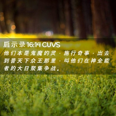 Picture 02 - 启 示 录 16:14 CUVS - 他 们 本 是 鬼 魔 的 灵 ， 施 行 奇 - Bible Verse Picture