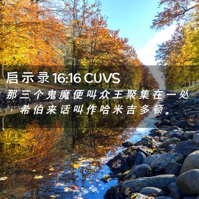 Picture 02 - 启 示 录 16:16 CUVS - 那 三 个 鬼 魔 便 叫 众 王 聚 集 在 - Bible Verse Picture