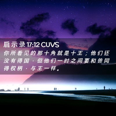 Picture 02 - 启 示 录 17:12 CUVS - 你 所 看 见 的 那 十 角 就 是 十 王 - Bible Verse Picture