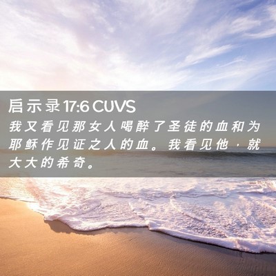 Picture 02 - 启 示 录 17:6 CUVS - 我 又 看 见 那 女 人 喝 醉 了 圣 徒 - Bible Verse Picture