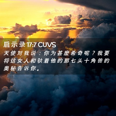 Picture 02 - 启 示 录 17:7 CUVS - 天 使 对 我 说 ： 你 为 甚 麽 希 奇 - Bible Verse Picture