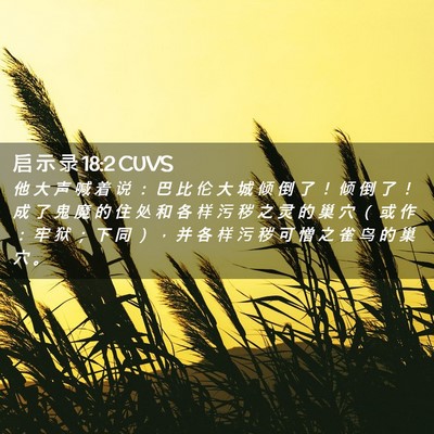 Picture 02 - 启 示 录 18:2 CUVS - 他 大 声 喊 着 说 ： 巴 比 伦 大 城 - Bible Verse Picture
