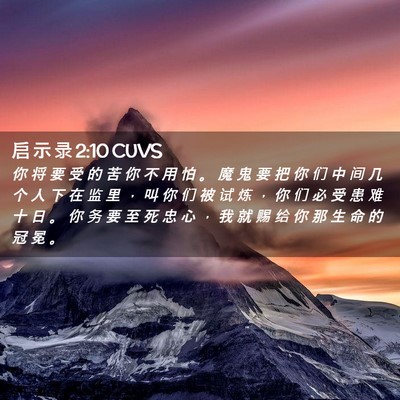 Picture 02 - 启 示 录 2:10 CUVS - 你 将 要 受 的 苦 你 不 用 怕 。 魔 - Bible Verse Picture