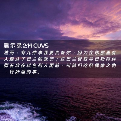 Picture 02 - 启 示 录 2:14 CUVS - 然 而 ， 有 几 件 事 我 要 责 备 你 - Bible Verse Picture