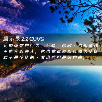 Picture 02 - 启 示 录 2:2 CUVS - 我 知 道 你 的 行 为 、 劳 碌 、 忍 - Bible Verse Picture