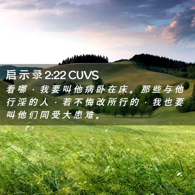 Picture 02 - 启 示 录 2:22 CUVS - 看 哪 ， 我 要 叫 他 病 卧 在 床 。 - Bible Verse Picture