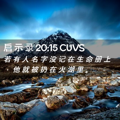 Picture 02 - 启 示 录 20:15 CUVS - 若 有 人 名 字 没 记 在 生 命 册 上 - Bible Verse Picture