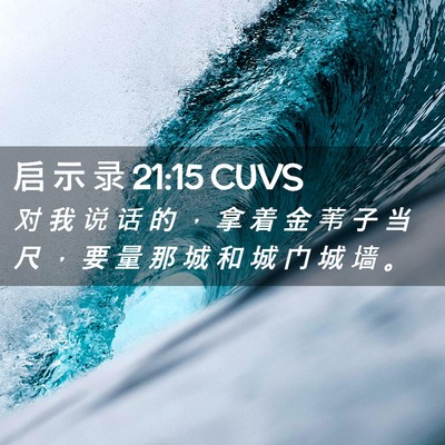 Picture 02 - 启 示 录 21:15 CUVS - 对 我 说 话 的 ， 拿 着 金 苇 子 当 - Bible Verse Picture