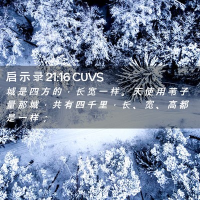 Picture 02 - 启 示 录 21:16 CUVS - 城 是 四 方 的 ， 长 宽 一 样 。 天 - Bible Verse Picture