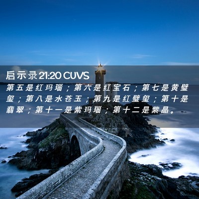 Picture 02 - 启 示 录 21:20 CUVS - 第 五 是 红 玛 瑙 ； 第 六 是 红 宝 - Bible Verse Picture