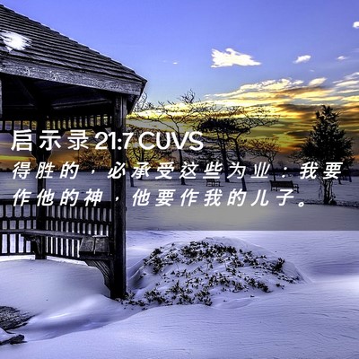 Picture 02 - 启 示 录 21:7 CUVS - 得 胜 的 ， 必 承 受 这 些 为 业 ： - Bible Verse Picture