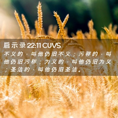 Picture 02 - 启 示 录 22:11 CUVS - 不 义 的 ， 叫 他 仍 旧 不 义 ； 污 - Bible Verse Picture