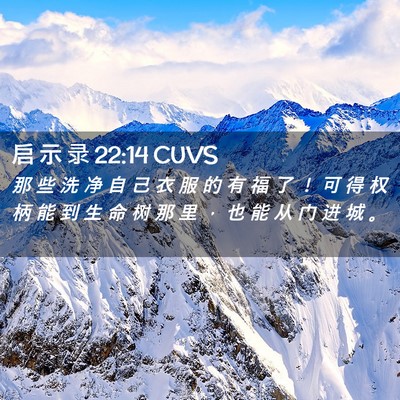 Picture 02 - 启 示 录 22:14 CUVS - 那 些 洗 净 自 己 衣 服 的 有 福 了 - Bible Verse Picture