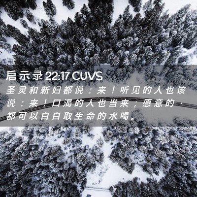 Picture 02 - 启 示 录 22:17 CUVS - 圣 灵 和 新 妇 都 说 ： 来 ！ 听 见 - Bible Verse Picture