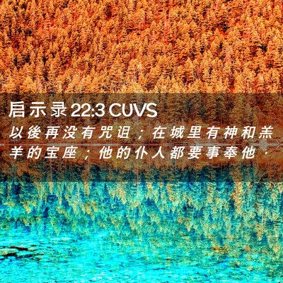 Picture 02 - 启 示 录 22:3 CUVS - 以 後 再 没 有 咒 诅 ； 在 城 里 有 - Bible Verse Picture
