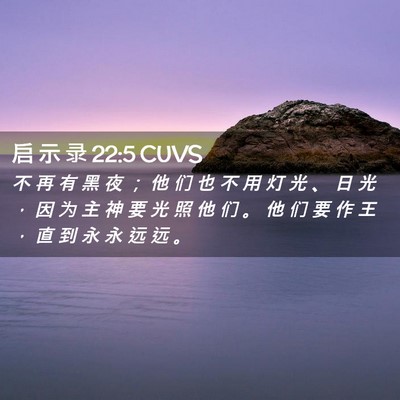 Picture 02 - 启 示 录 22:5 CUVS - 不 再 有 黑 夜 ； 他 们 也 不 用 灯 - Bible Verse Picture