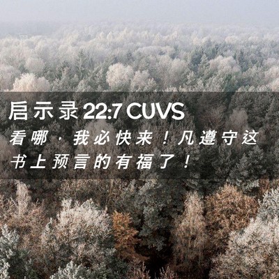 Picture 02 - 启 示 录 22:7 CUVS - 看 哪 ， 我 必 快 来 ！ 凡 遵 守 这 - Bible Verse Picture