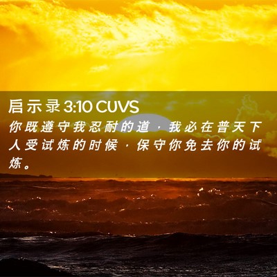 Picture 02 - 启 示 录 3:10 CUVS - 你 既 遵 守 我 忍 耐 的 道 ， 我 必 - Bible Verse Picture