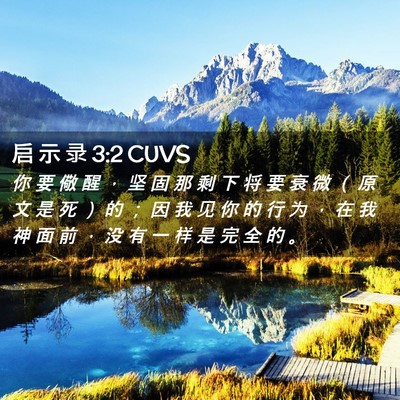 Picture 02 - 启 示 录 3:2 CUVS - 你 要 儆 醒 ， 坚 固 那 剩 下 将 要 - Bible Verse Picture