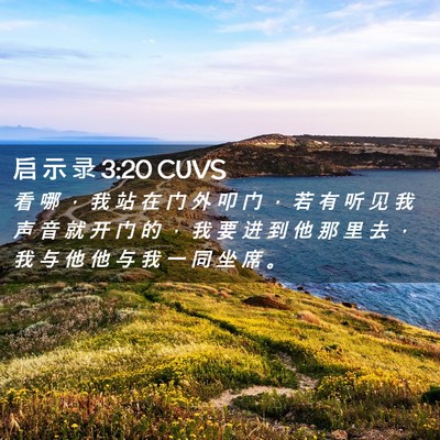 Picture 02 - 启 示 录 3:20 CUVS - 看 哪 ， 我 站 在 门 外 叩 门 ， 若 - Bible Verse Picture