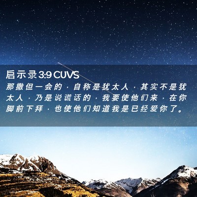 Picture 02 - 启 示 录 3:9 CUVS - 那 撒 但 一 会 的 ， 自 称 是 犹 太 - Bible Verse Picture