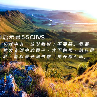Picture 02 - 启 示 录 5:5 CUVS - 长 老 中 有 一 位 对 我 说 ： 不 要 - Bible Verse Picture