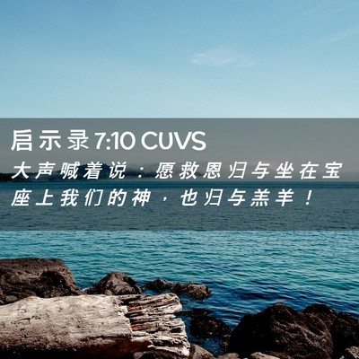 Picture 02 - 启 示 录 7:10 CUVS - 大 声 喊 着 说 ： 愿 救 恩 归 与 坐 - Bible Verse Picture