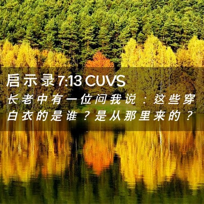 Picture 02 - 启 示 录 7:13 CUVS - 长 老 中 有 一 位 问 我 说 ： 这 些 - Bible Verse Picture