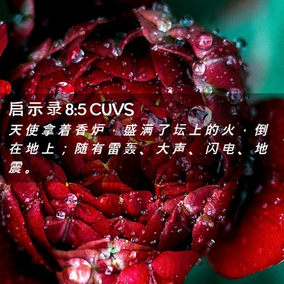 Picture 02 - 启 示 录 8:5 CUVS - 天 使 拿 着 香 炉 ， 盛 满 了 坛 上 - Bible Verse Picture