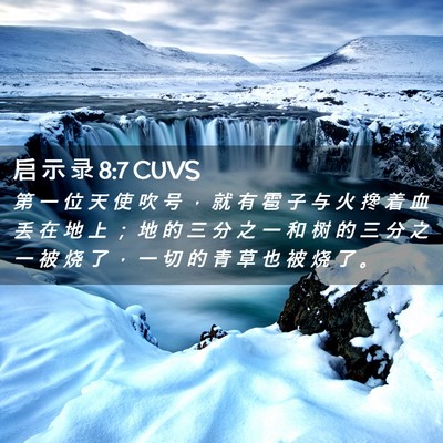 Picture 02 - 启 示 录 8:7 CUVS - 第 一 位 天 使 吹 号 ， 就 有 雹 子 - Bible Verse Picture