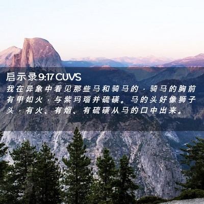 Picture 02 - 启 示 录 9:17 CUVS - 我 在 异 象 中 看 见 那 些 马 和 骑 - Bible Verse Picture