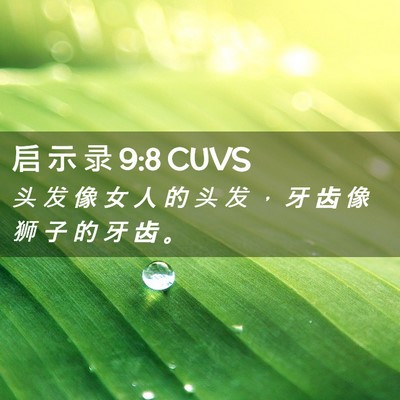 Picture 02 - 启 示 录 9:8 CUVS - 头 发 像 女 人 的 头 发 ， 牙 齿 像 - Bible Verse Picture